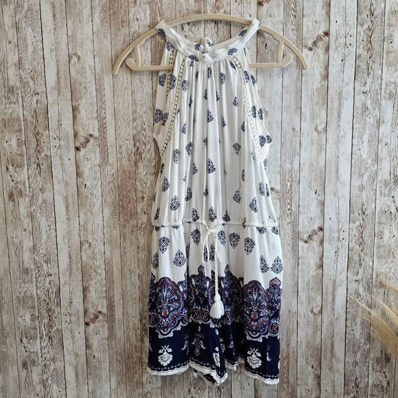 New York & Company XS White and Blue Romper - Picture 1 of 9